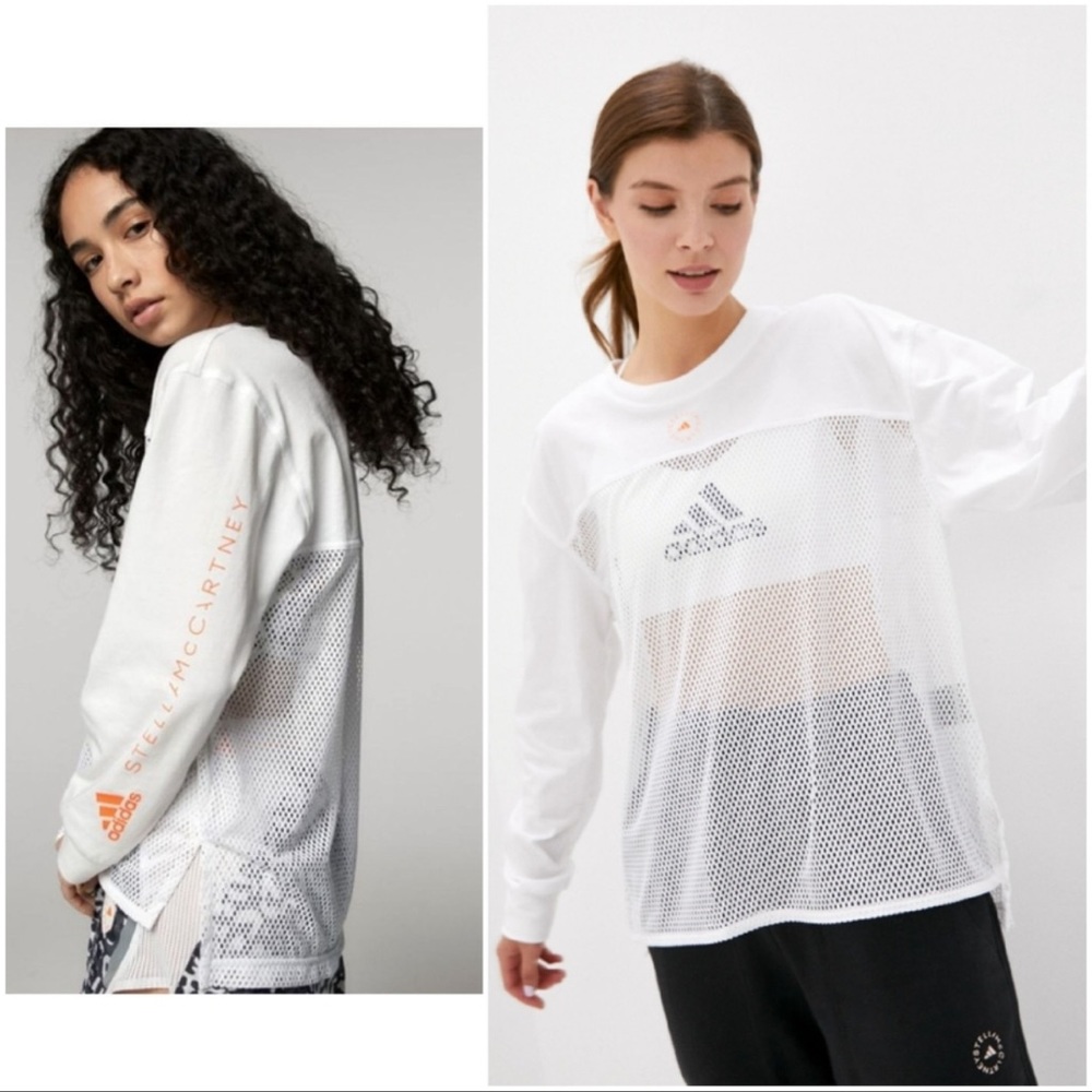 Adidas x by Stella McCartney white long sleeve mesh top